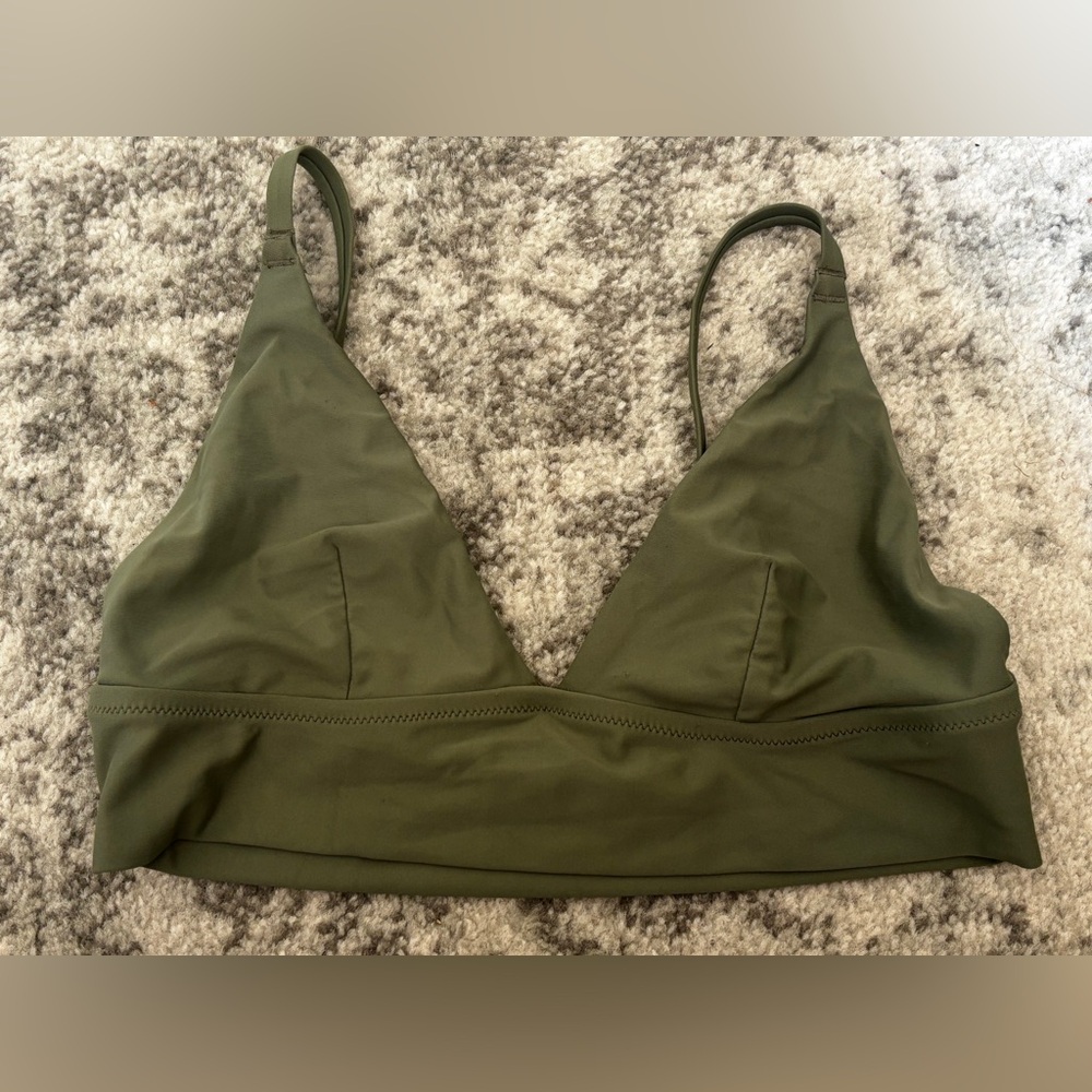 Aerie Triangle Bralette Olive Green Size: Large - Picture 2 of 4